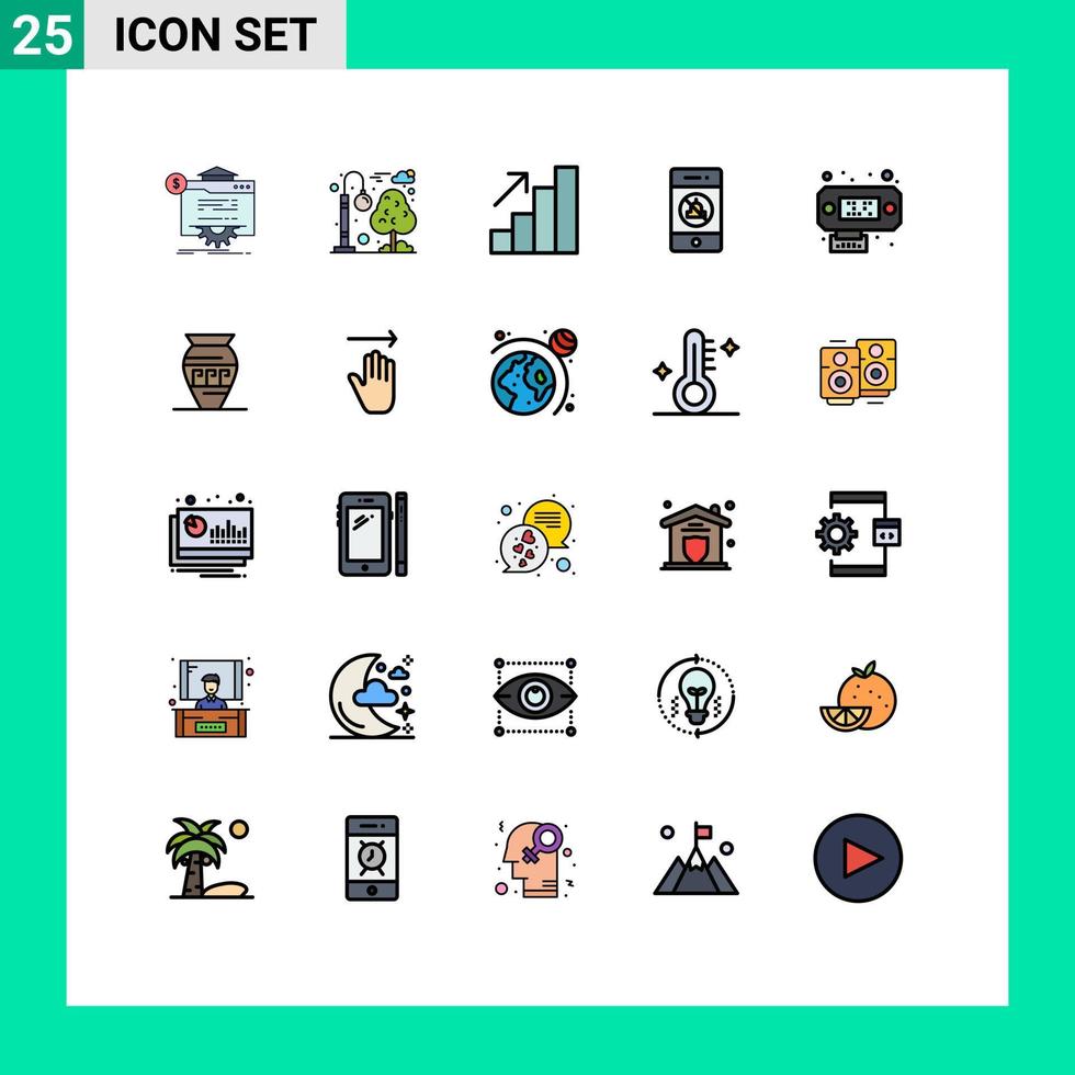 Stock Vector Icon Pack of 25 Line Signs and Symbols for data technology recreation speaker audio Editable Vector Design Elements
