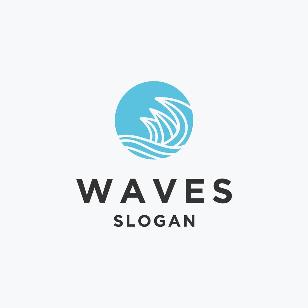 logo design with simple and modern shape of sea water wave in a circle vector