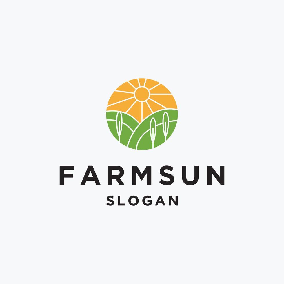 Farm Sun logo icon flat design template vector