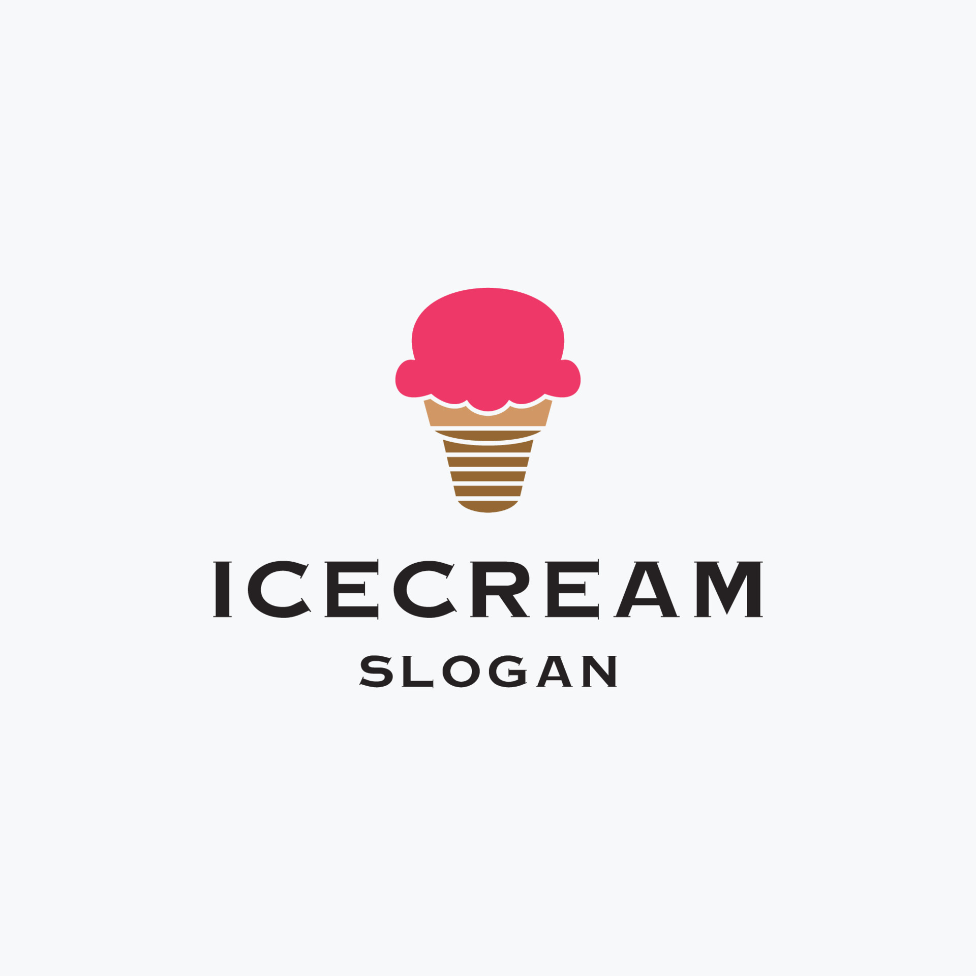 Logo Ice cream. Italian ice cream emblem. Ice cream in a waffle