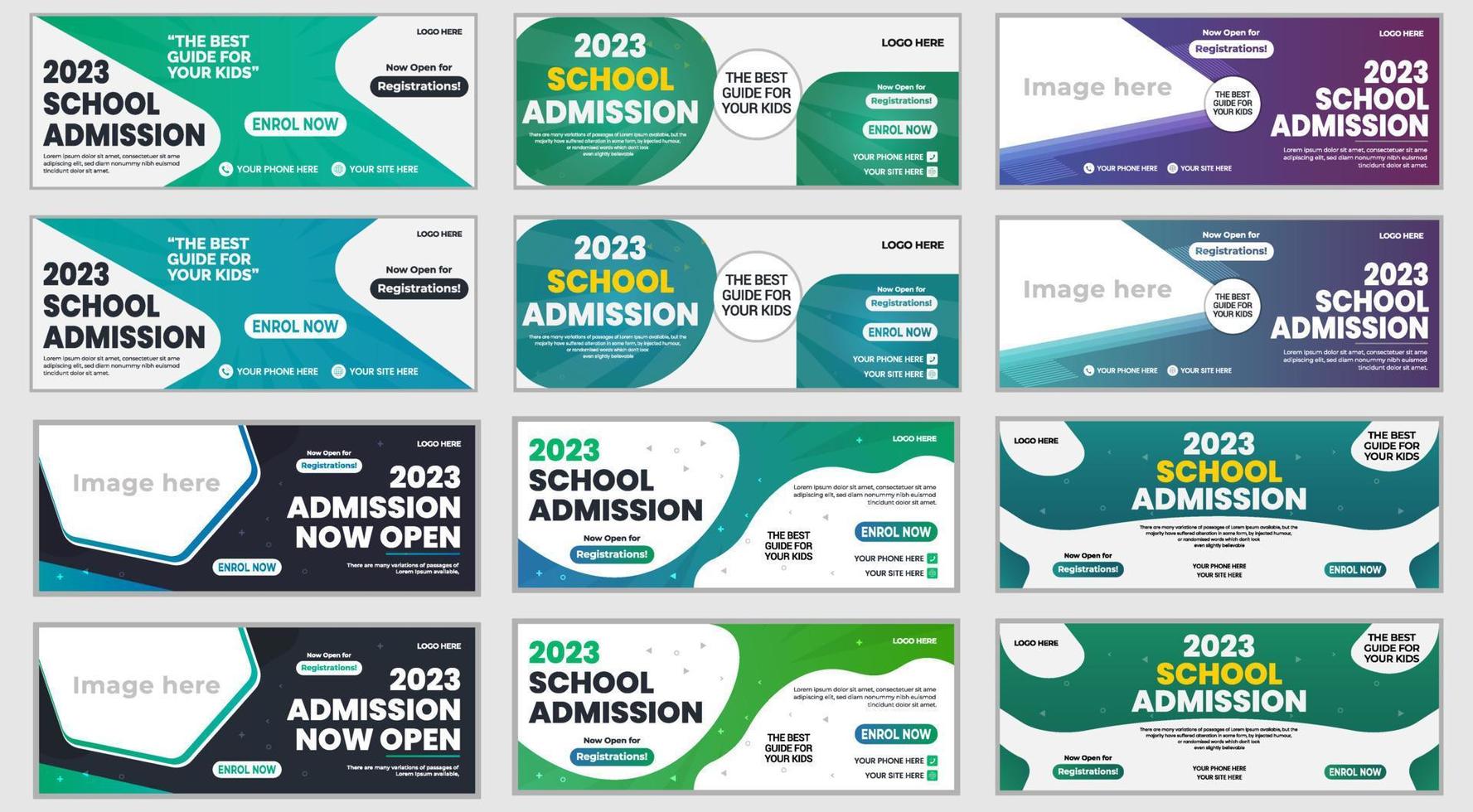 Web banner design template bundle, set of Facebook banner Designs vector