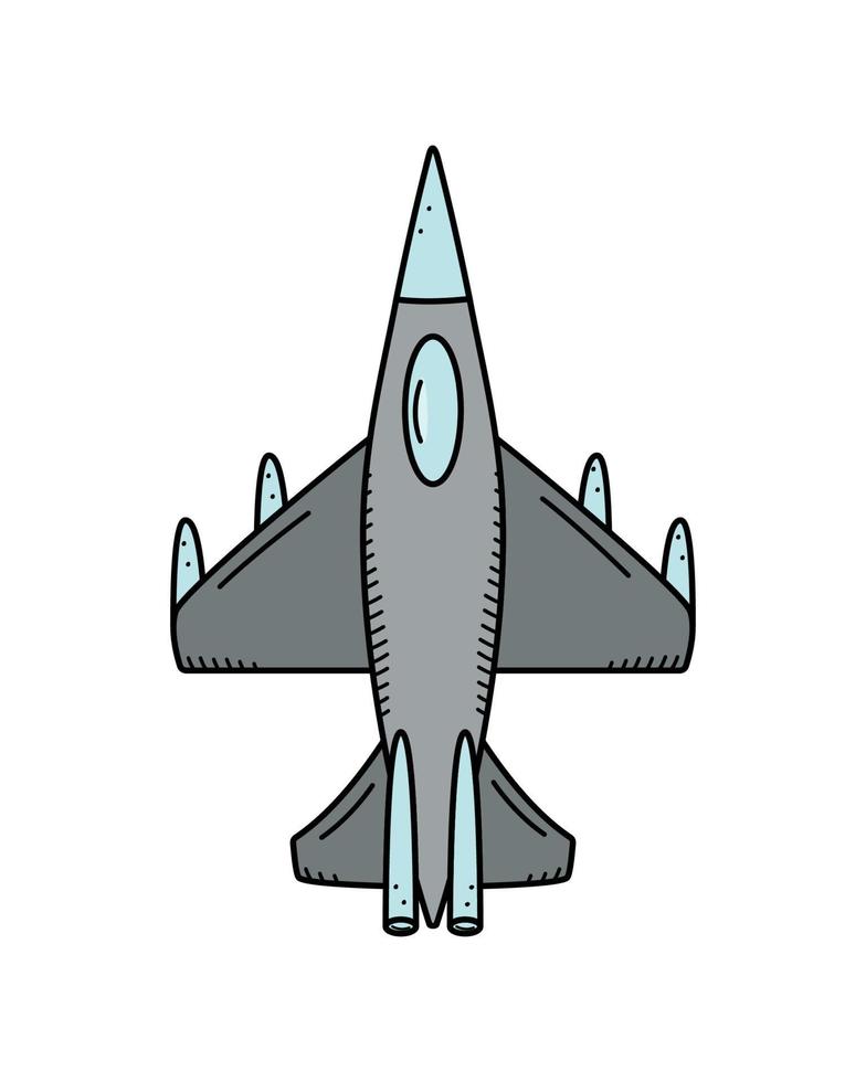 avión de combate militar, icono de garabato vectorial. ilustración vectorial del equipo de aviación de guerra. aislar en blanco. vector