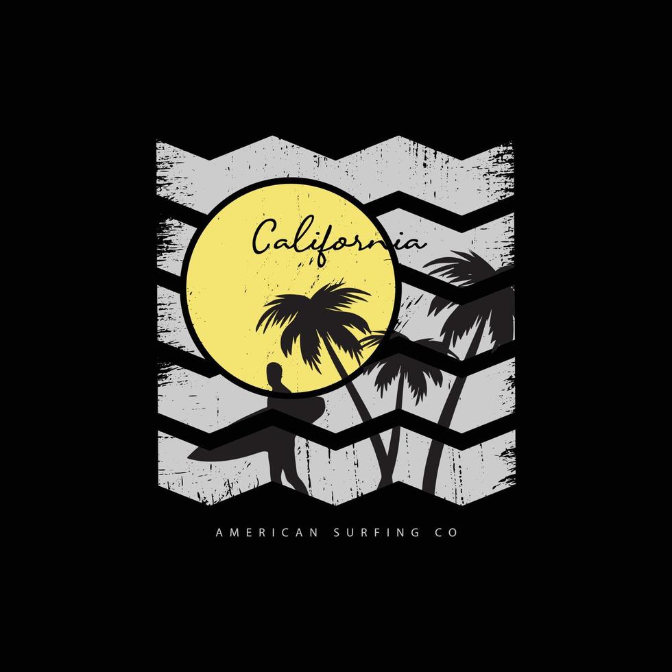 California surfing illustration typography. perfect for t shirt design vector