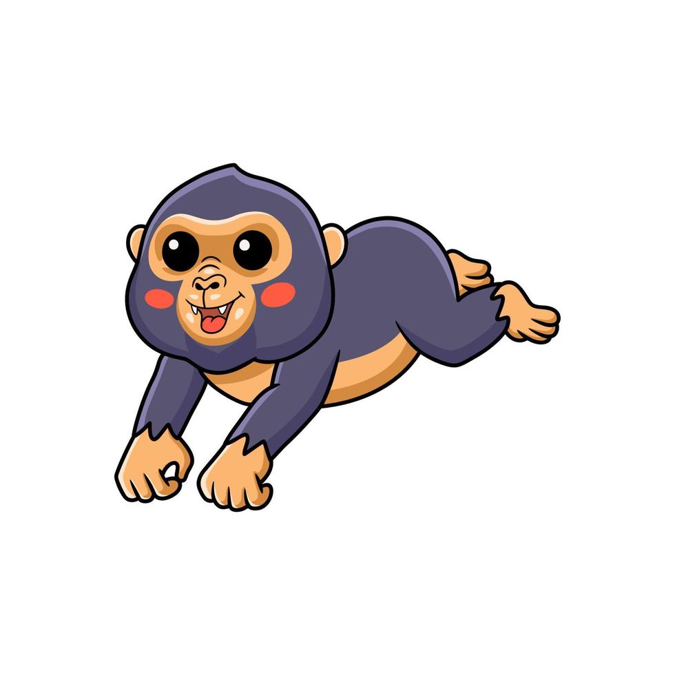 Cute little king kong cartoon jumping vector