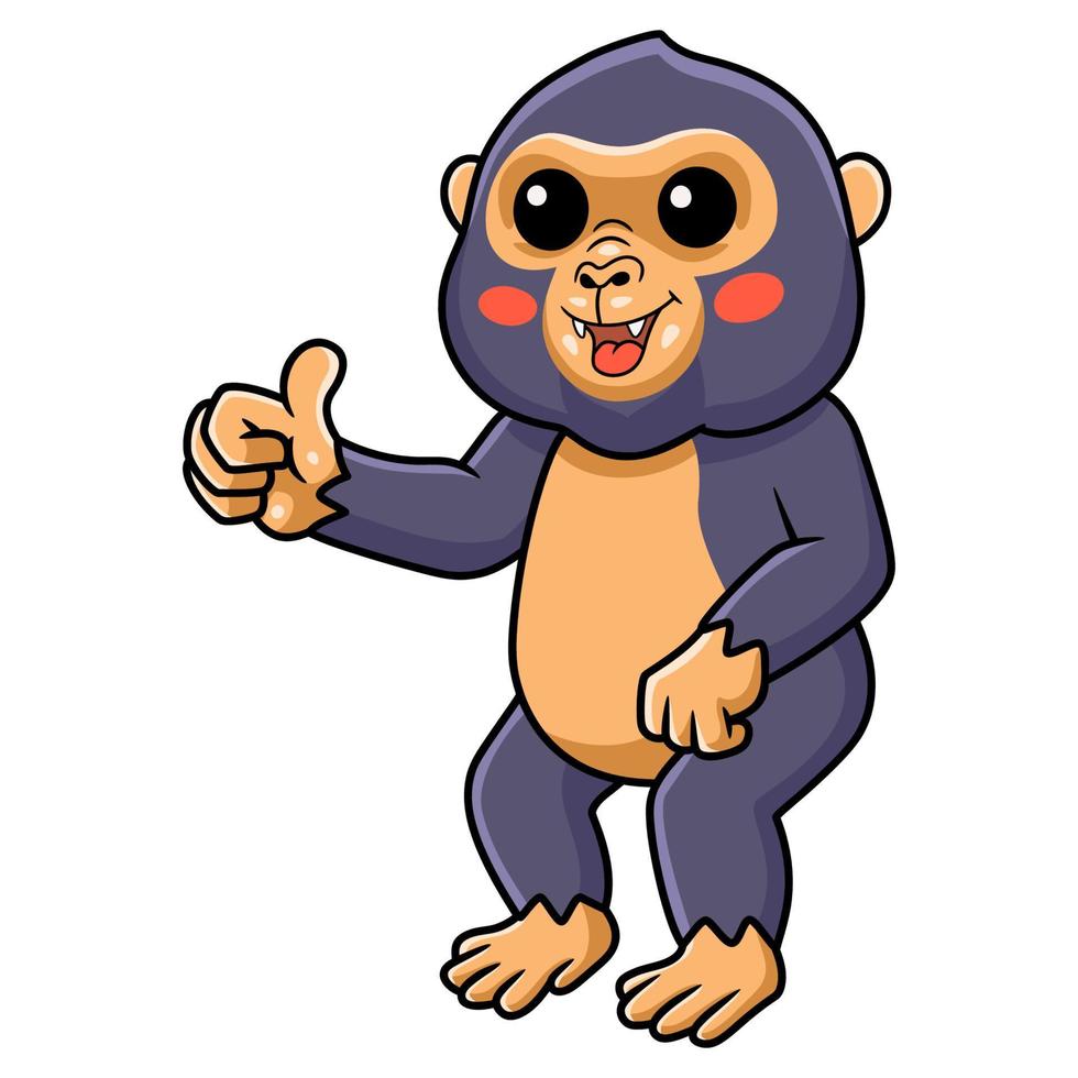 Cute little king kong cartoon giving thumb up vector