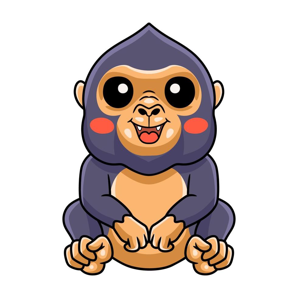 Cute little king kong cartoon sitting vector