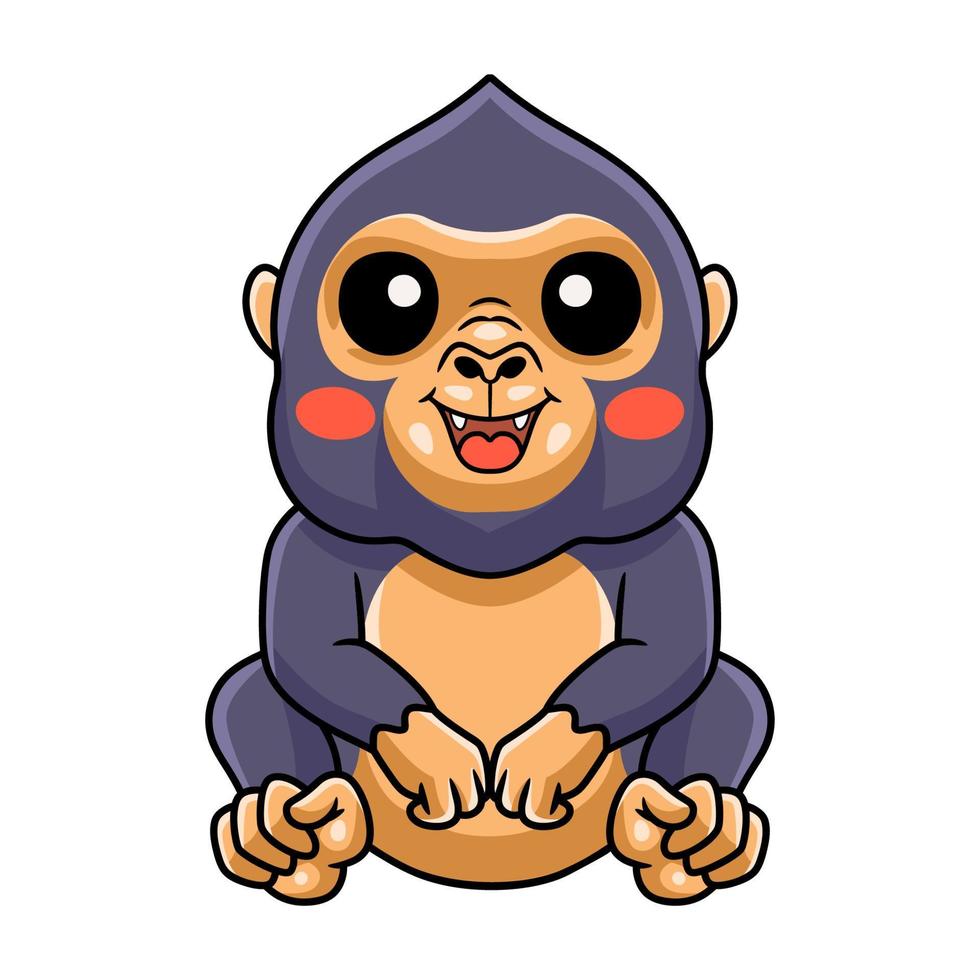 Cute little king kong cartoon sitting vector