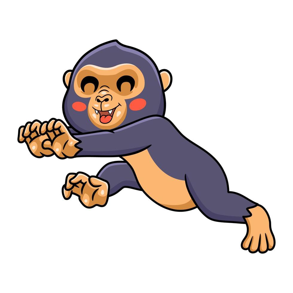 Cute little king kong cartoon walking vector