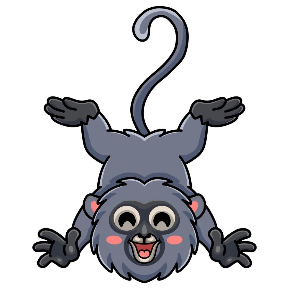 Cute dusky leaf monkey cartoon posing vector