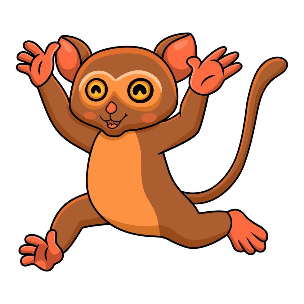 Cute little tarsier cartoon running vector
