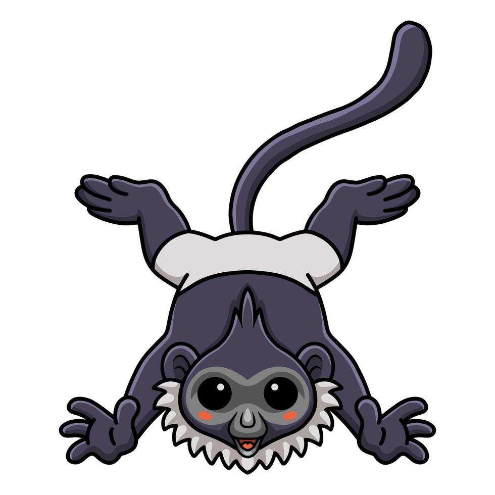 Cute delacour's langur cartoon posing vector