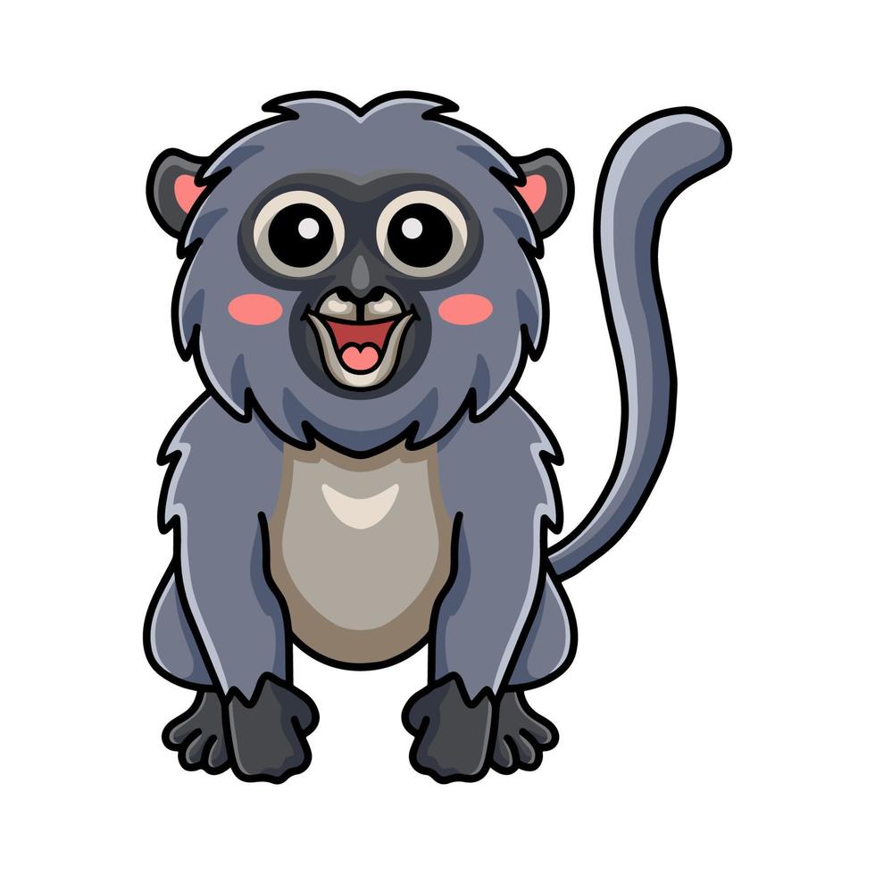Cute dibujos animados de mono de hoja oscura sentado vector