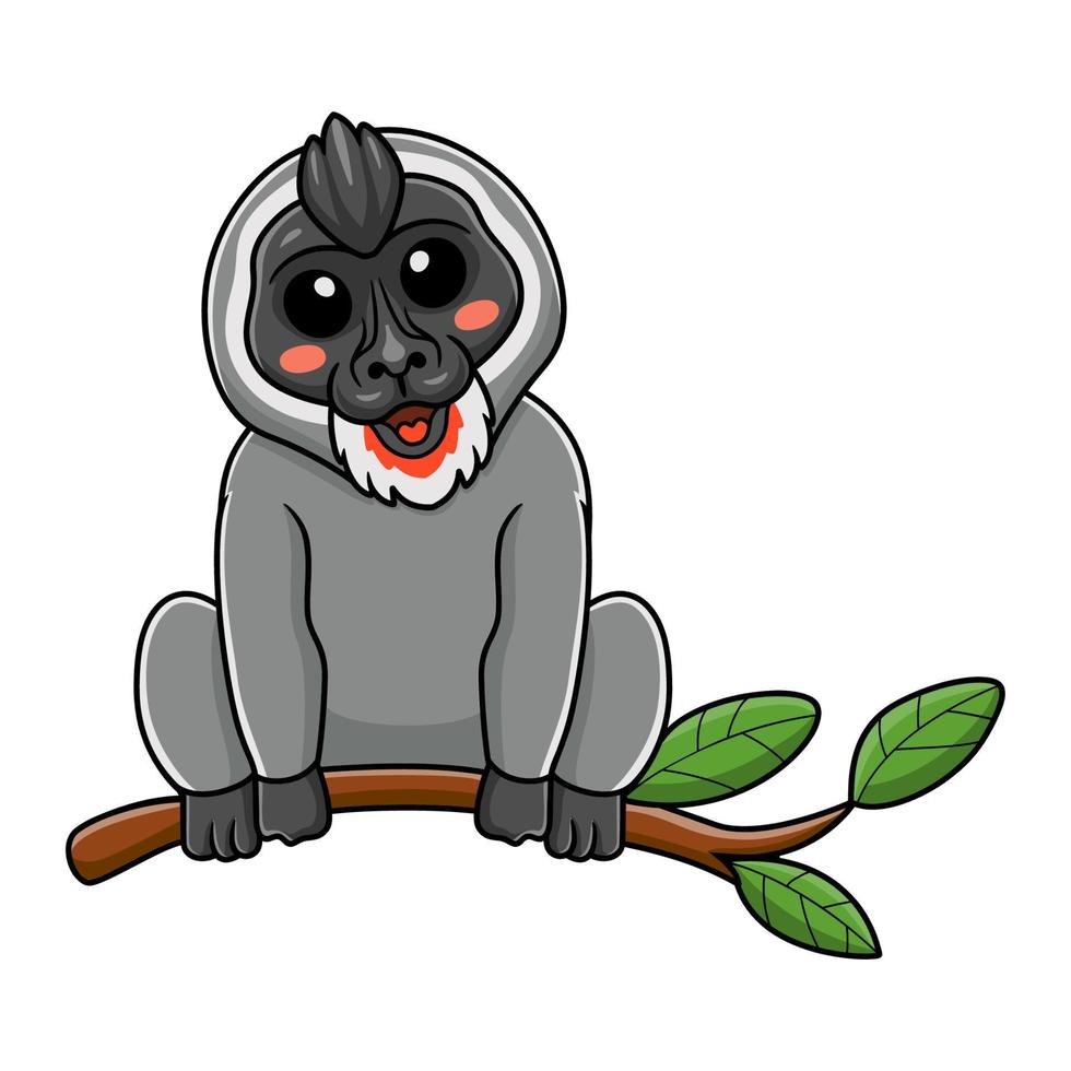 Cute little driil monkey cartoon on tree vector