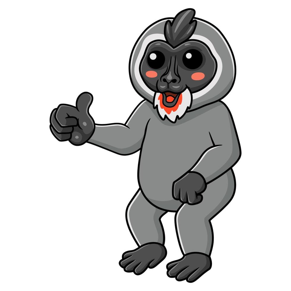 Cute little driil monkey cartoon giving thumb up vector