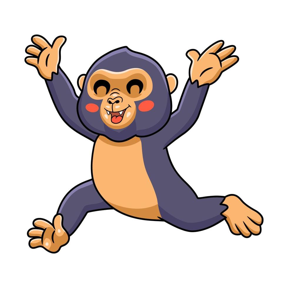 Cute little king kong cartoon running vector