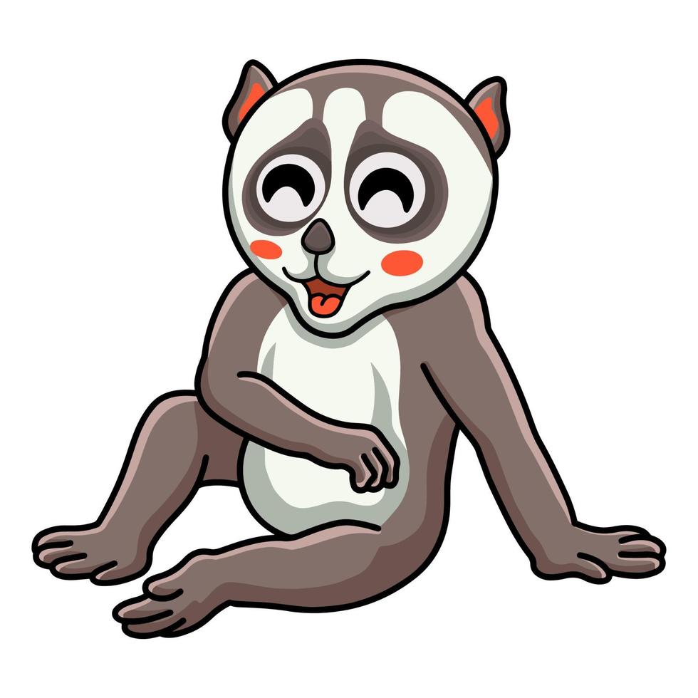 lindo pequeño loris de dibujos animados sentado vector