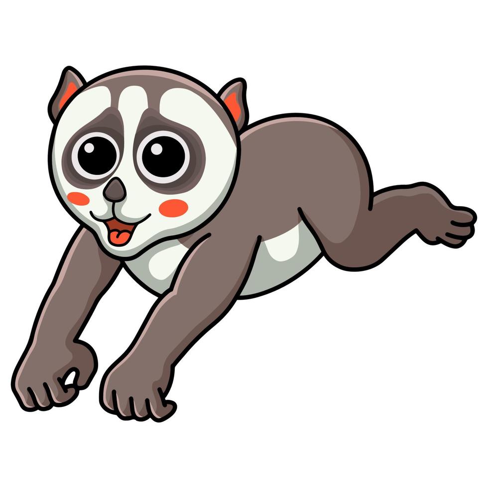 Cute little loris cartoon jumping vector