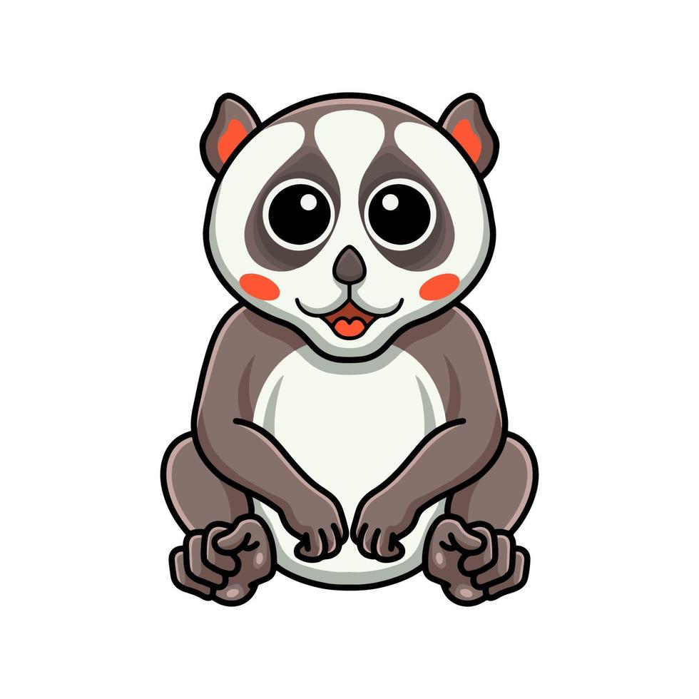 lindo pequeño loris de dibujos animados sentado vector