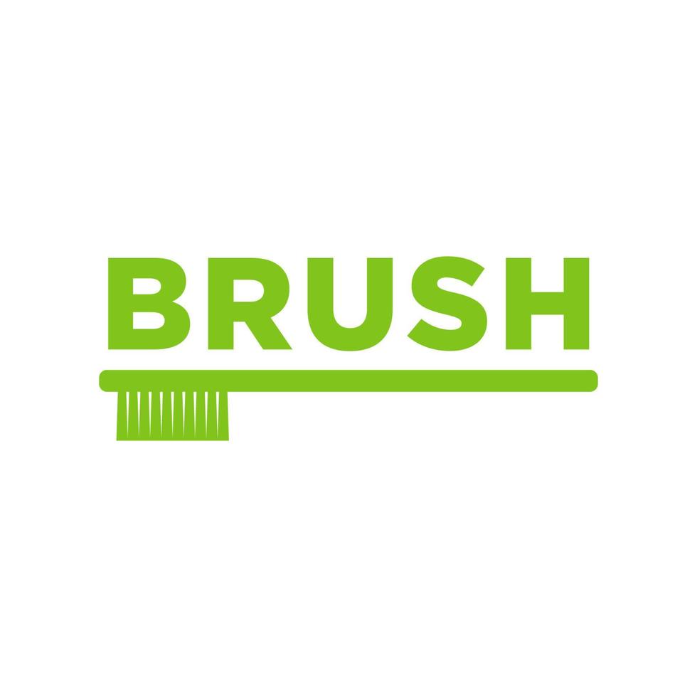 Ilustración de vector de diseño de logotipo de tipografía de letras de cepillo de dientes