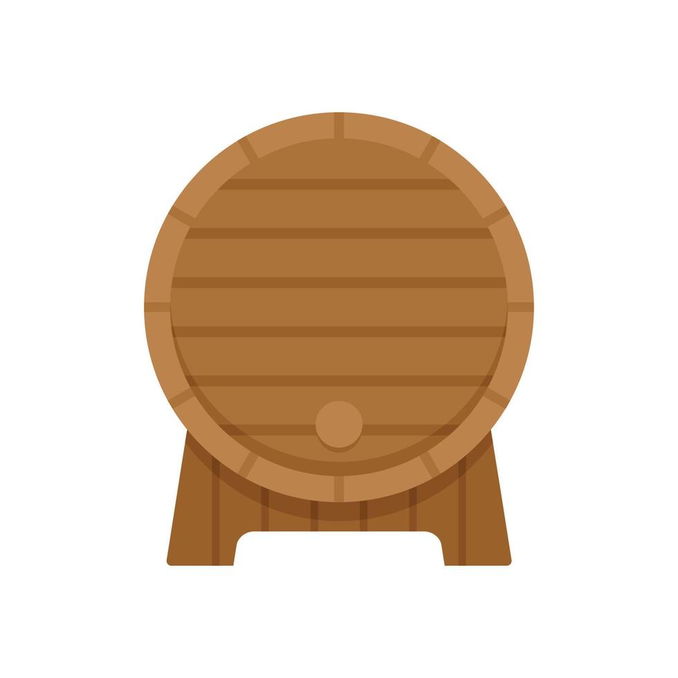 icono de barril de madera de vino vector aislado plano