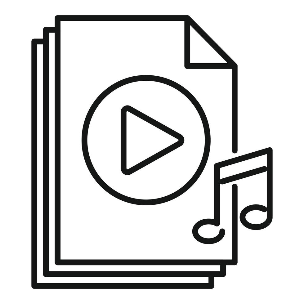 vector de contorno de icono de archivo de lista de reproducción. canción de la música