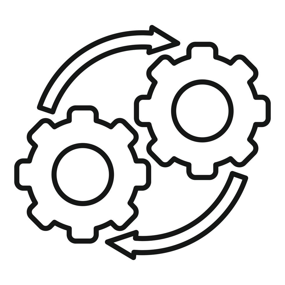 vector de esquema de icono de adaptación de estrategia. trabajo en equipo creativo