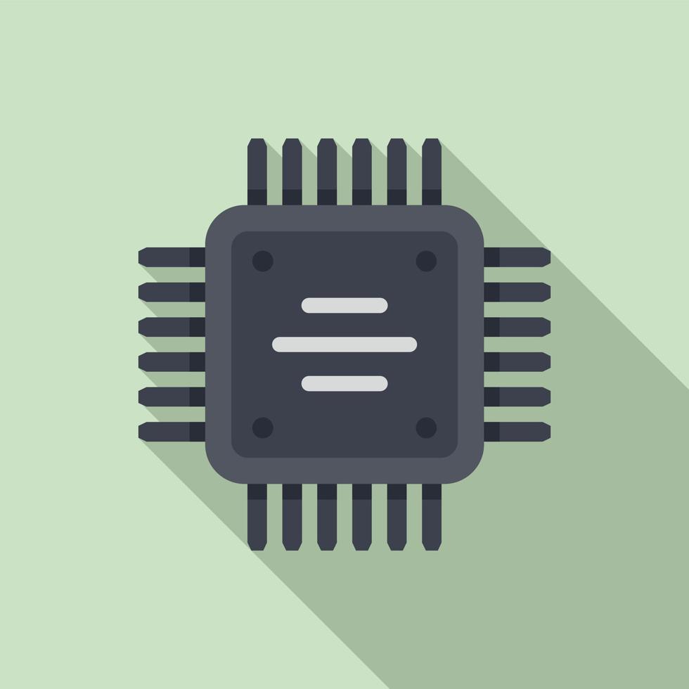 Computer cpu icon flat vector. Circuit chip vector