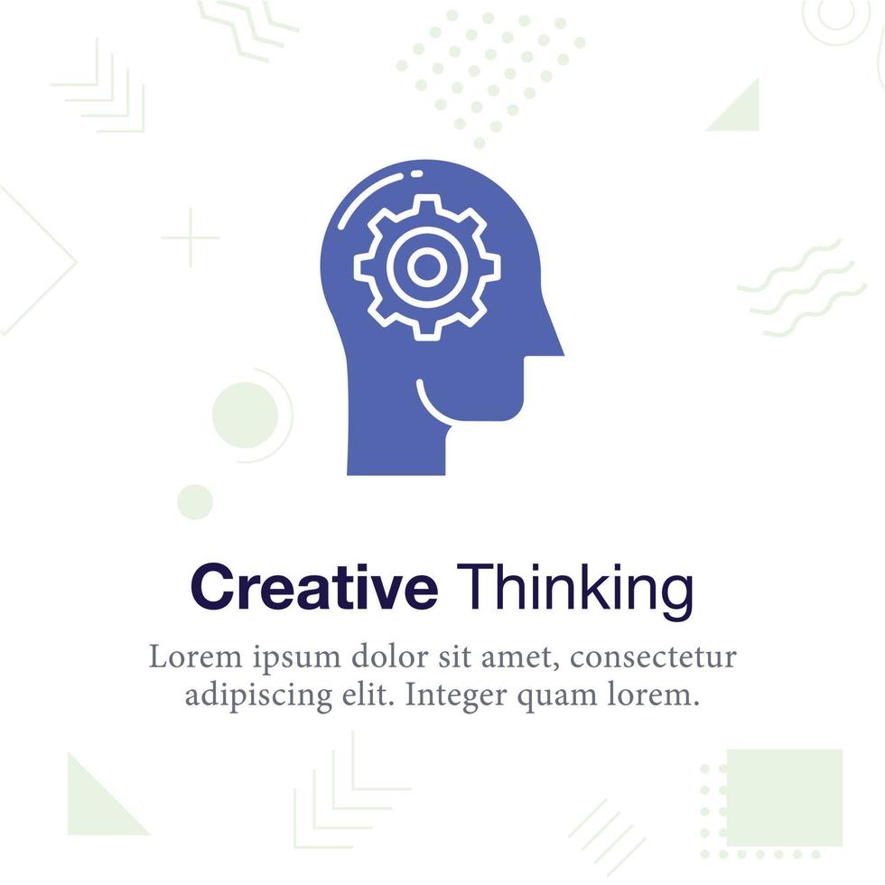 pensamiento creativo, mente, configuración, icono de ilustración de vector de cabeza