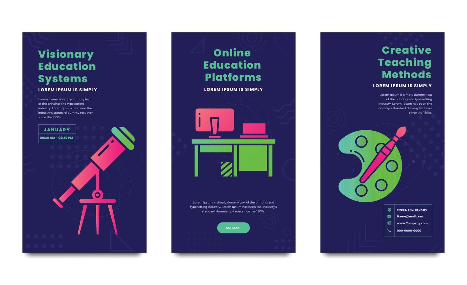 Education and online learning illustration design, Training and courses layouts for Social Media or Greeting Card vector