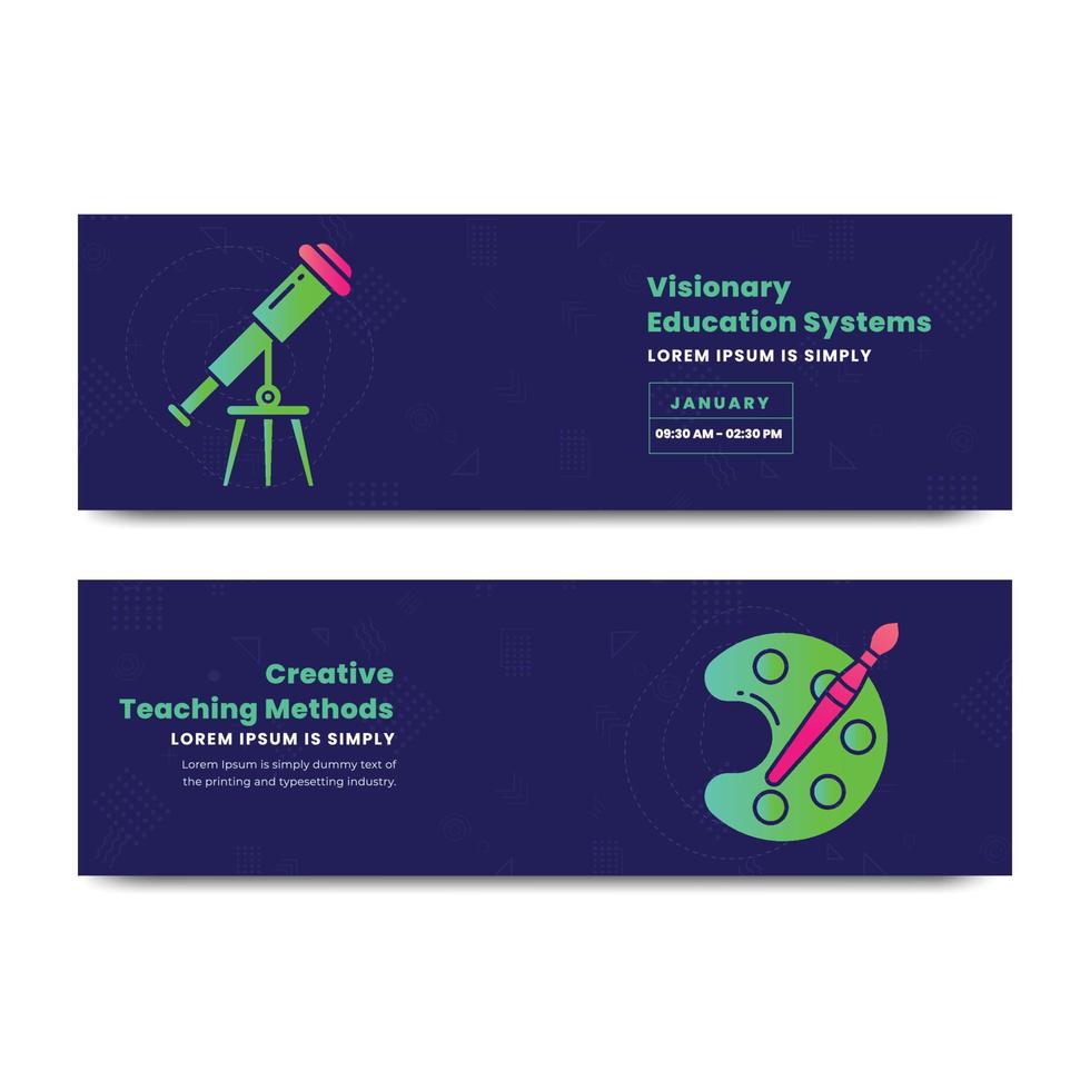 School education concept banner design, Creative teaching and learning illustration vector