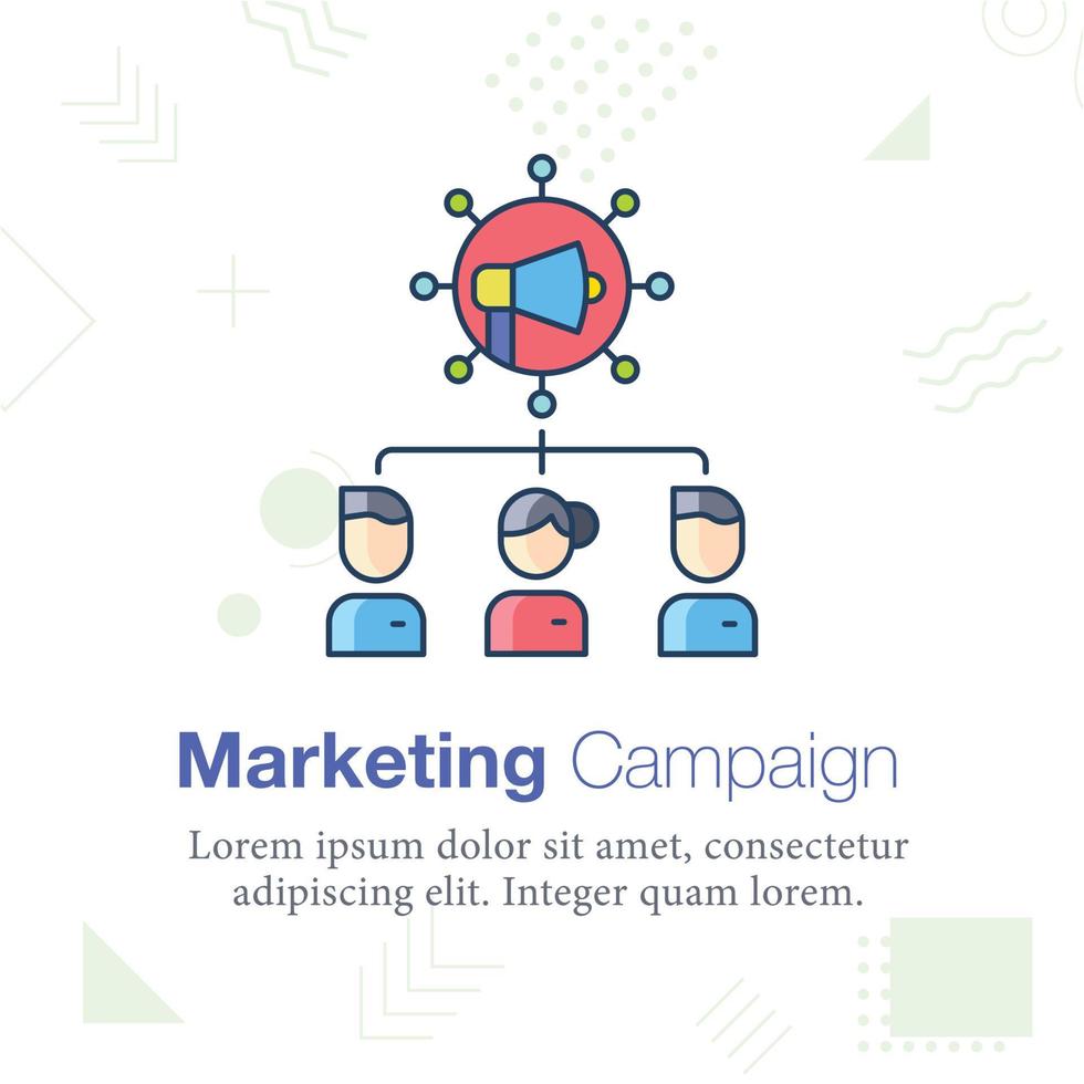 Marketing Campaign, user, customer, advertisement, vector illustration icon
