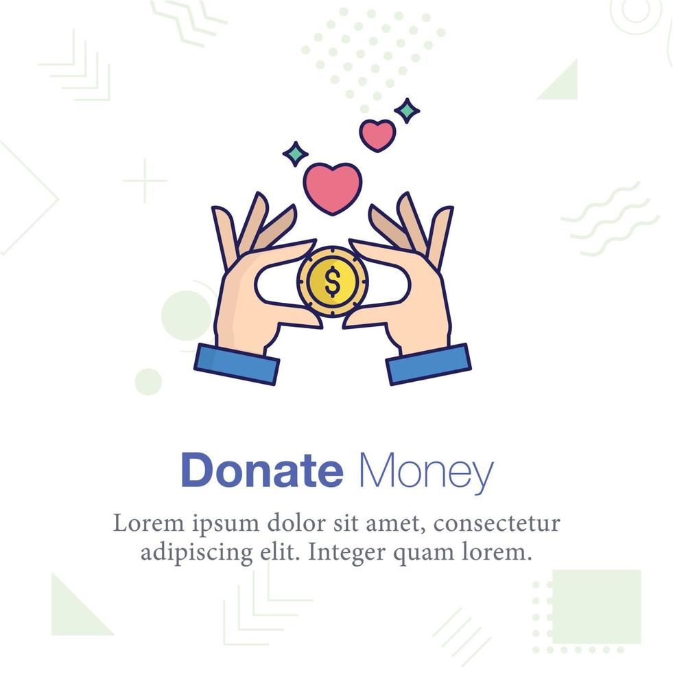 donar dinero, moneda vector icono ilustración