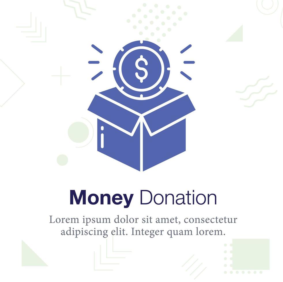 Money Donation Box vector icon illustration