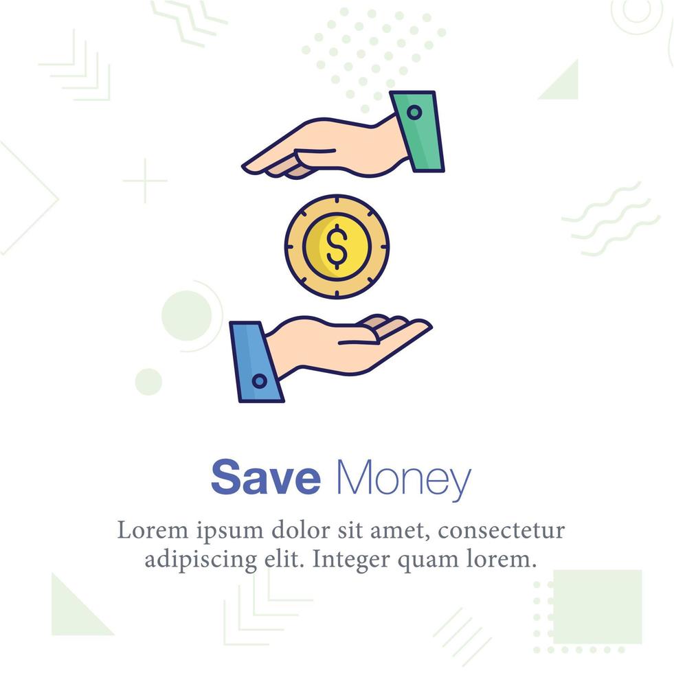 Save Money, dollar coin vector icon illustration