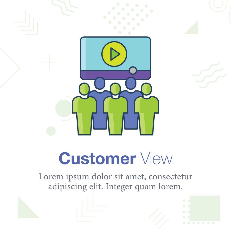 Customer View, user, people, video, vector illustration icon