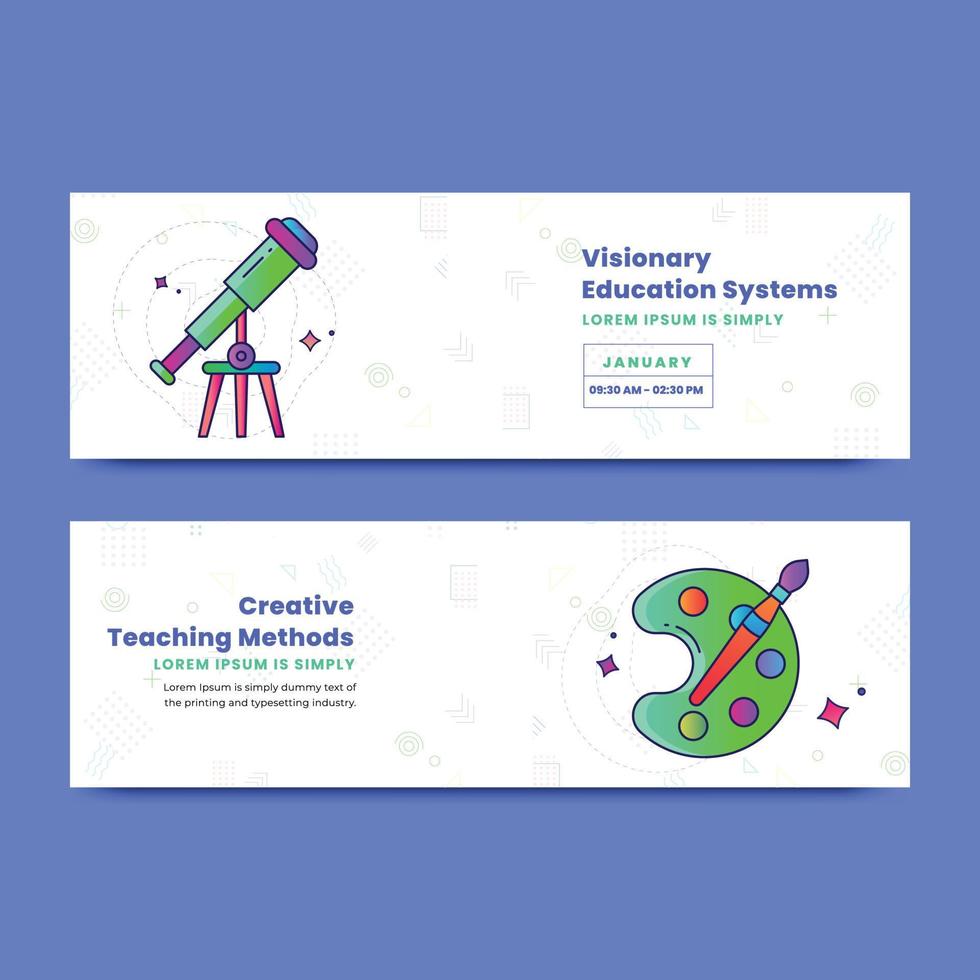 School education concept banner design, Creative teaching and learning illustration vector