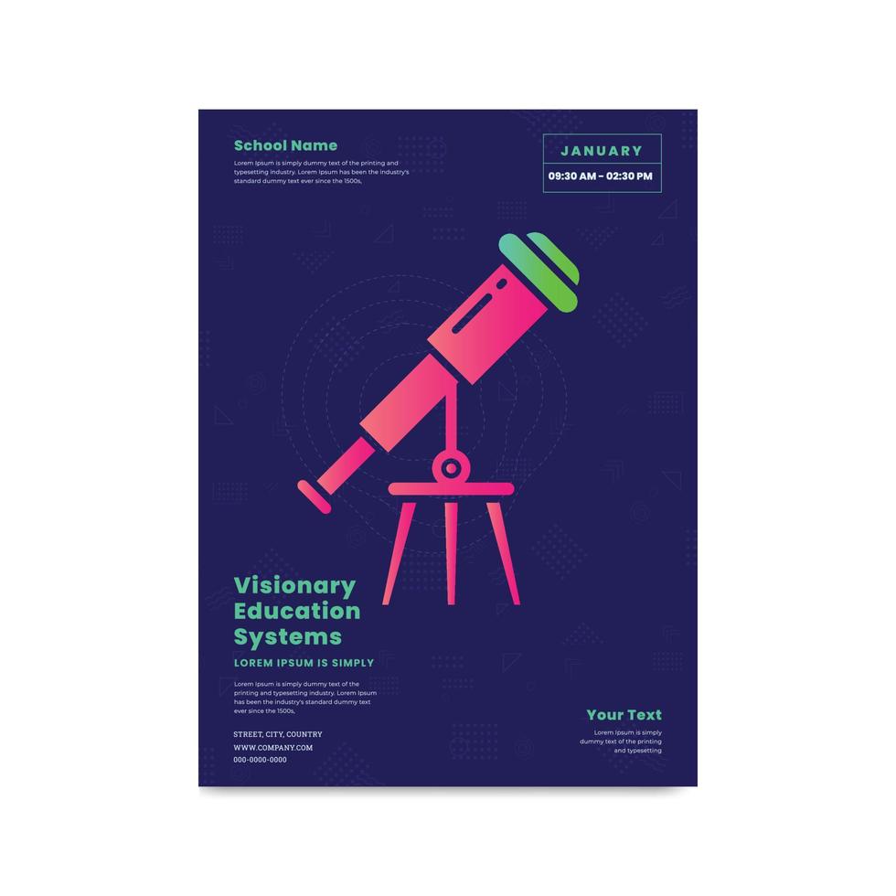 poster design template for education and exploration, posters, flyers, cover, invitation, brochure. Vector illustration.