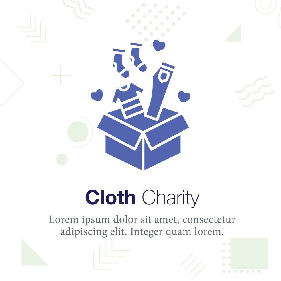ilustración de icono de vector de caja de caridad de tela