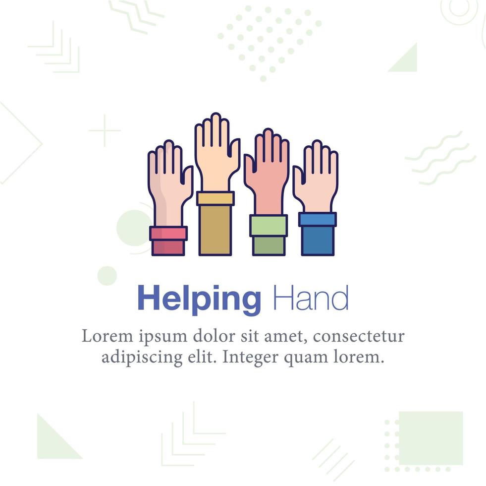 Raising hands, Helping vector icon illustration