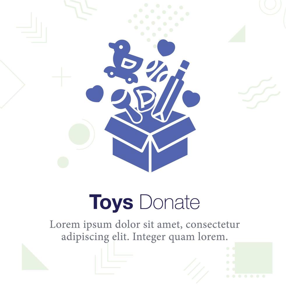 juguetes donar caja vector icono ilustración