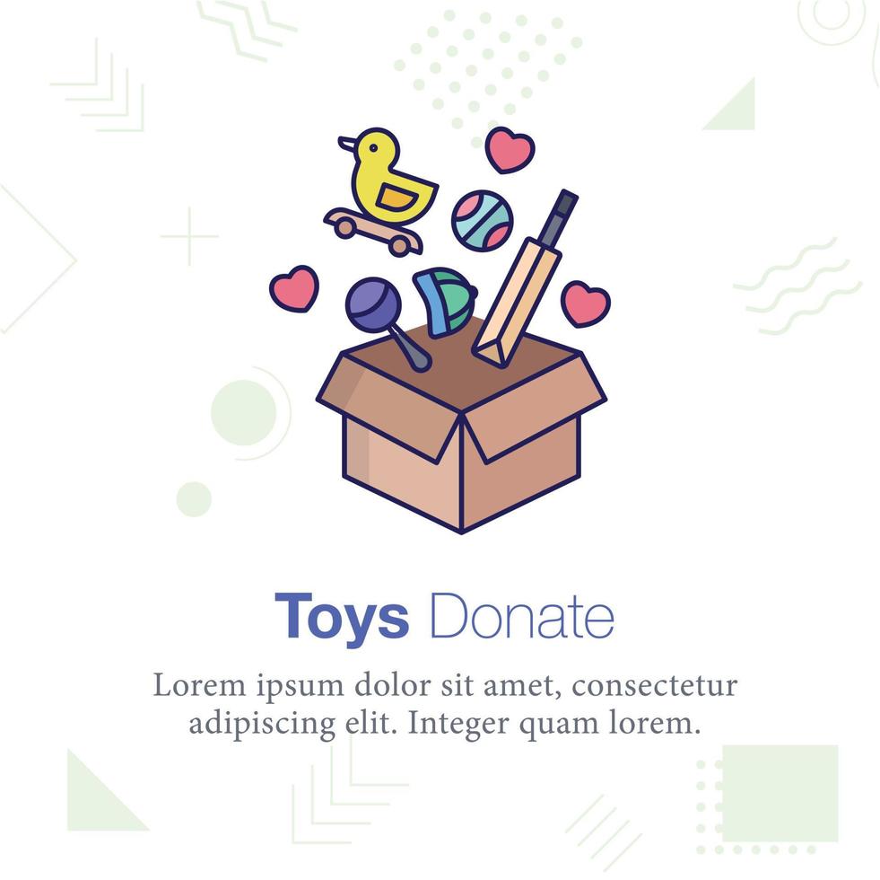 juguetes donar caja vector icono ilustración