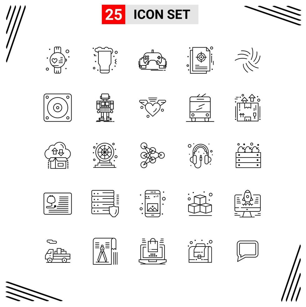 25 iconos estilo de línea cuadrícula basada en símbolos de contorno creativo para el diseño de sitios web signos de icono de línea simple aislados en fondo blanco conjunto de 25 iconos vector