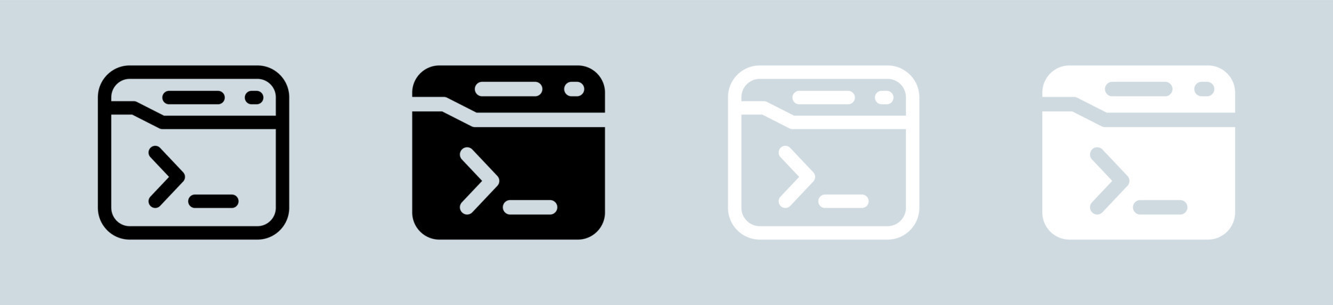 Terminal icon set in black and white. Code signs vector illustration ...