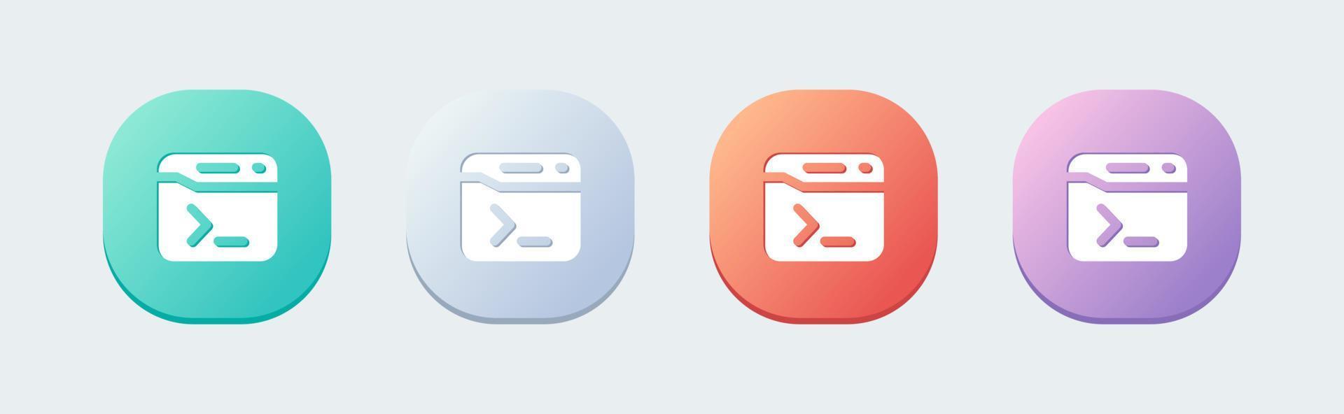 Terminal solid icon in flat design style. Code signs vector illustration.