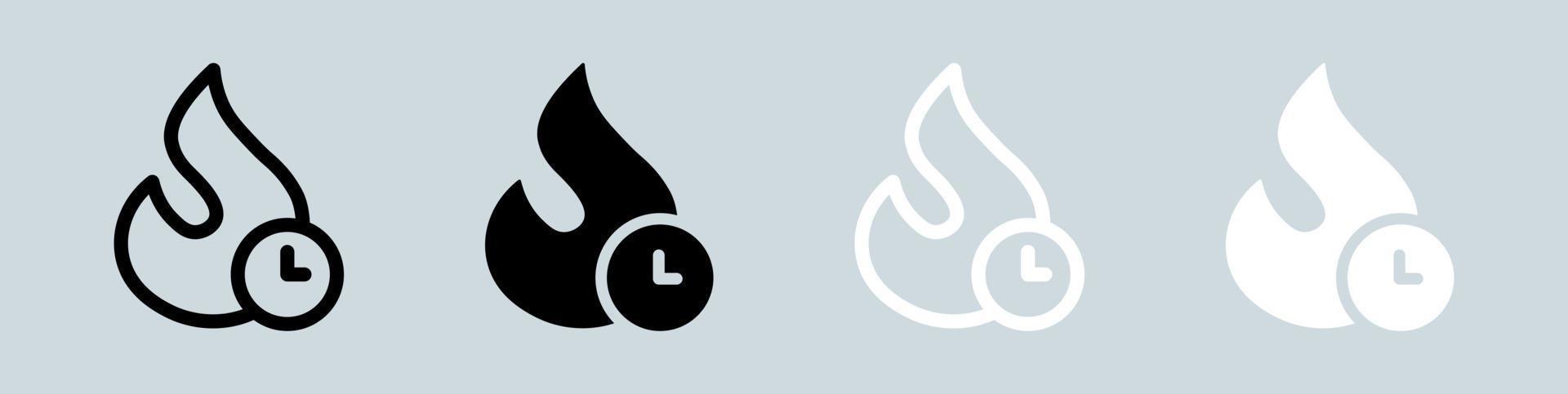 Trend icon set in black and white. Fire signs vector illustration.