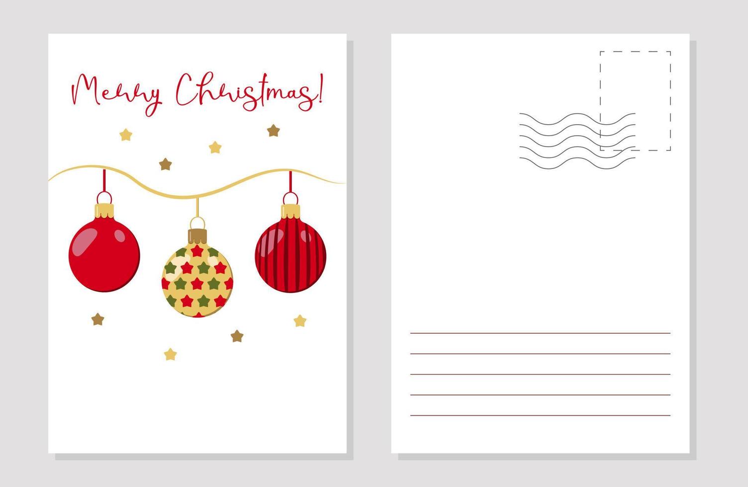 the layout of a greeting card with Christmas balls vector