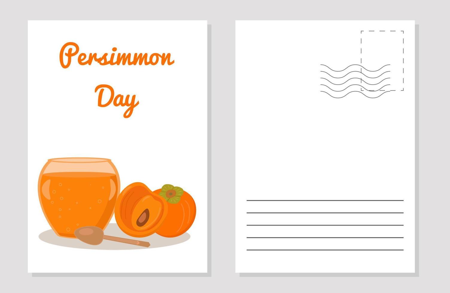 el diseño de la tarjeta de felicitación día del caqui mermelada de frutas del día del caqui vector