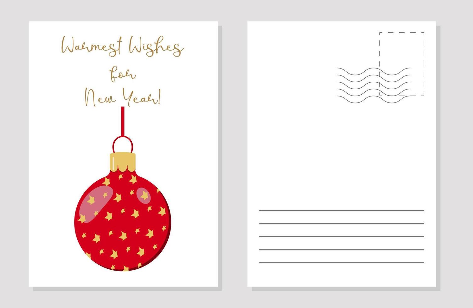 el diseño de la bola roja de navidad de la tarjeta de felicitación con un patrón vector