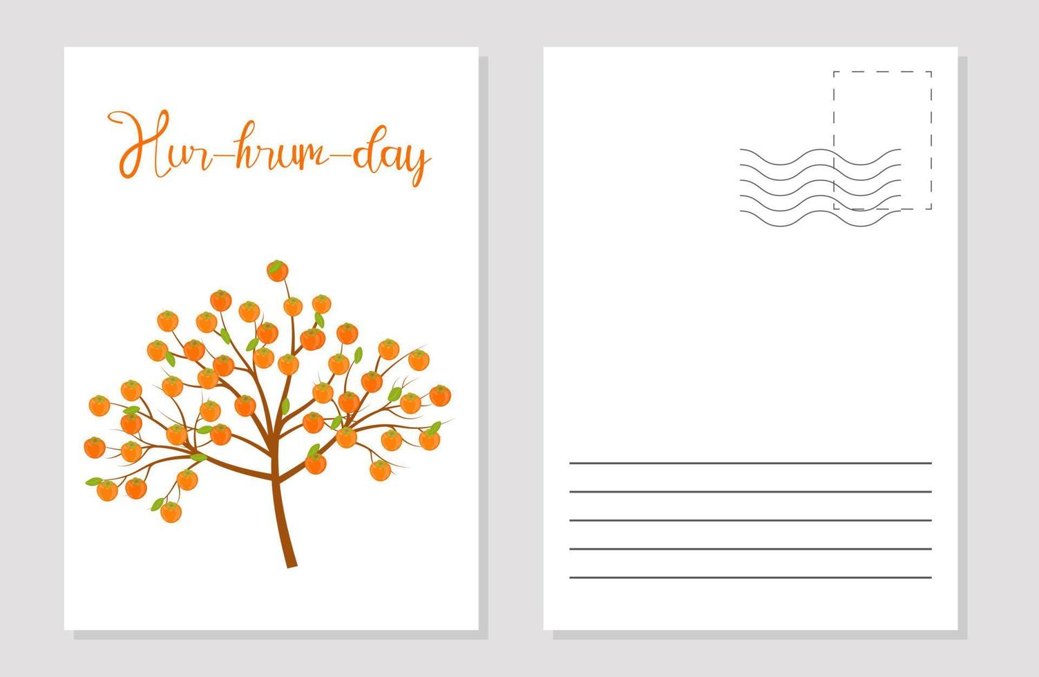 the layout of the greeting card persimmon day tree with fruits vector