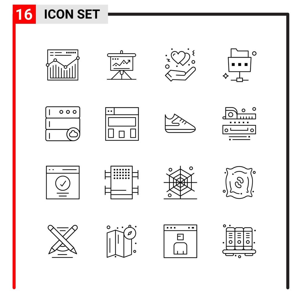 16 General Icons for website design print and mobile apps 16 Outline Symbols Signs Isolated on White Background 16 Icon Pack vector